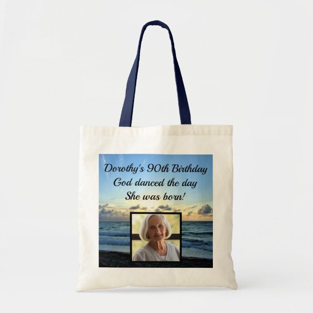 TOTE BAG JOLIE PHOTO PERSONNALISÉE DU 90ÈME ANNIVERSAIRE (Devant)