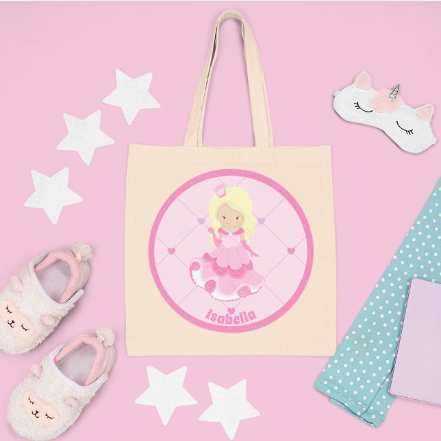 Tote Bag Jolie Princesse Rose Personnalisée Petits (Créateur téléchargé)