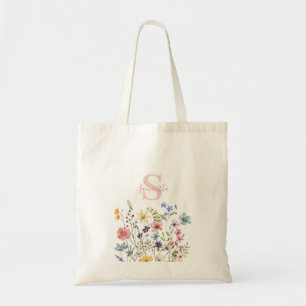Tote Bag Jolie rose Nom du monogramme Floral
