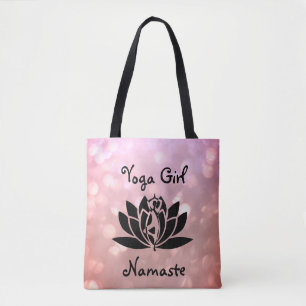 Tote Bag Jolie rose Yoga Girl Namaste design