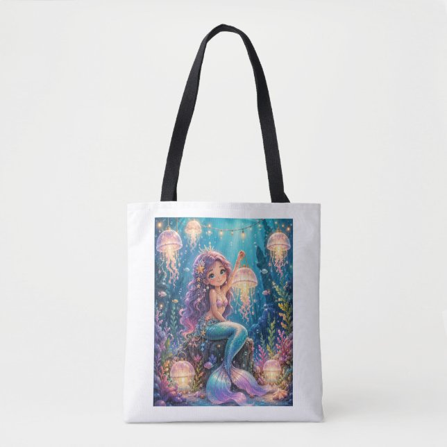 Tote Bag Jolie sirène avec lanterne de méduse  (Devant)