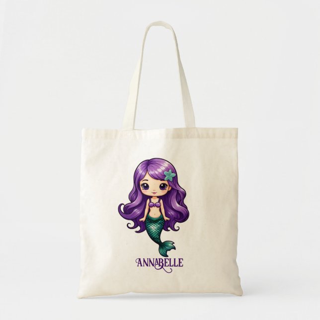 Tote Bag Jolie sirène violette Personnaliser (Devant)