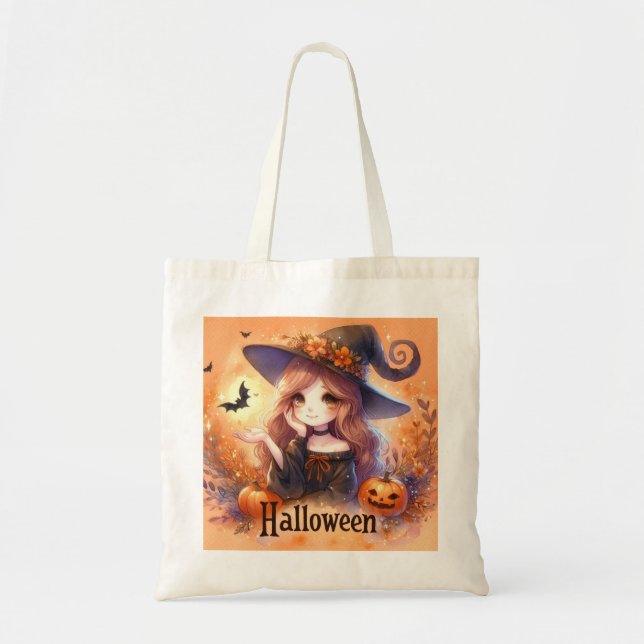 Tote Bag Jolie sorcière d'Halloween (Devant)