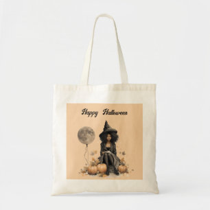 Tote Bag Jolie sorcière d'Halloween et ballons de Pleine lu