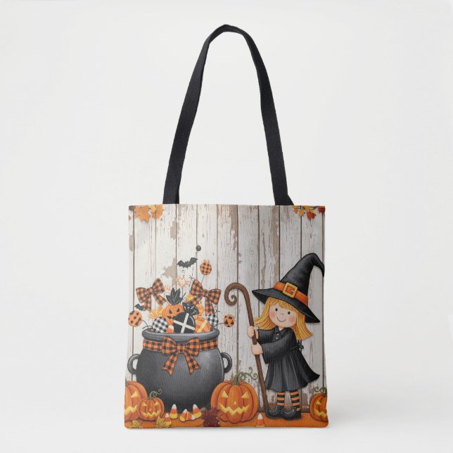 Tote Bag Jolie sorcière et lanternes (Devant)