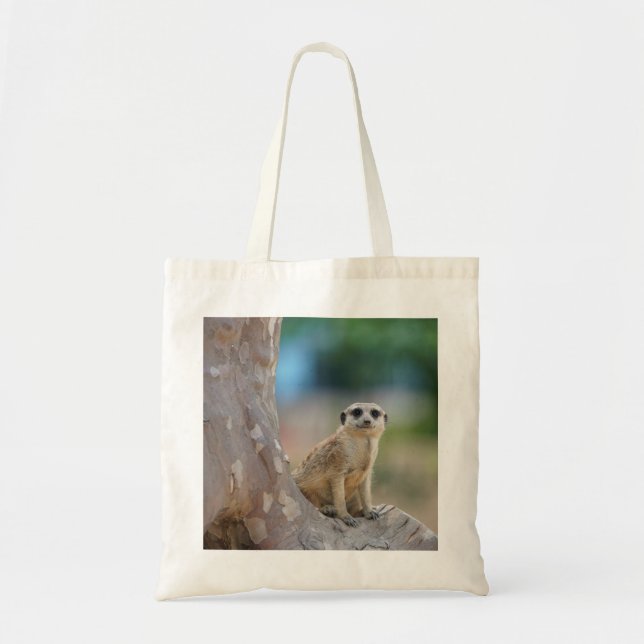 Tote Bag Jolie suricate assise sur un arbre (Devant)