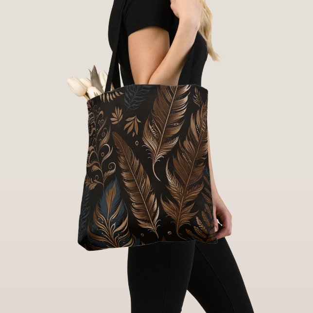 TOTE BAG JOLIE TERRE TONED BOHO FEATHERS (De près)