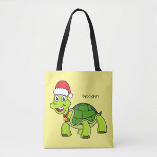 Tote Bag Jolie tortue en chapeau de Père Noël