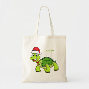 Tote Bag Jolie tortue en chapeau de Père Noël