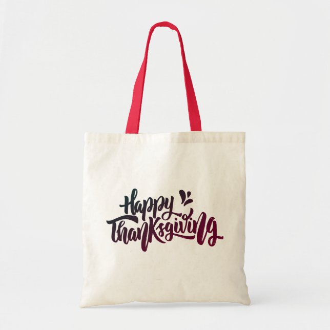 Tote Bag Jolie typographie pour Thanksgiving (Devant)