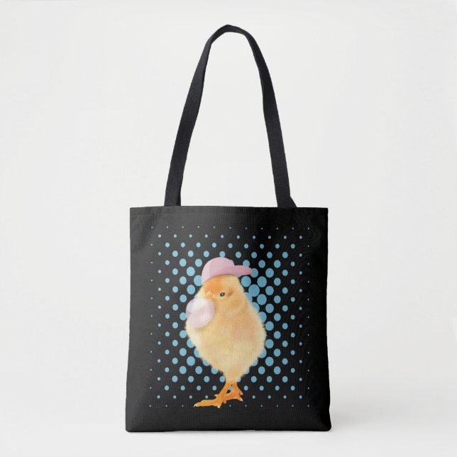 Tote Bag Jolie Vibes Rétro Poussant Bubblegum Rose (Devant)