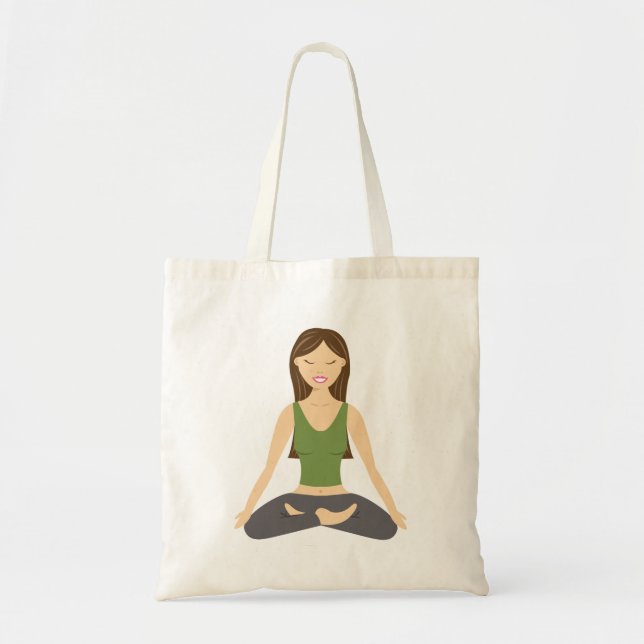 Tote Bag Jolie Yoga Girl Assis Dans Lotus Pose Illustration (Devant)