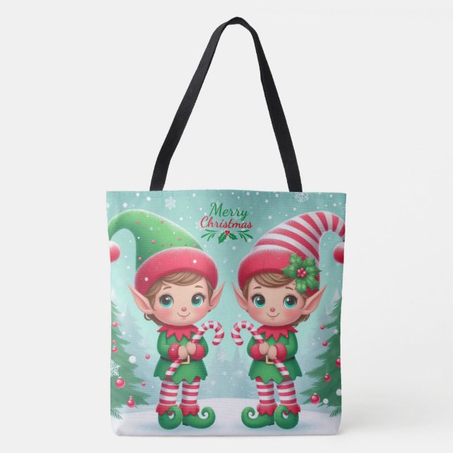 Tote Bag Jolies elfes de Noël (Devant)