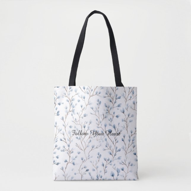 Tote Bag Jolies Fleurs Blanches Bleues (Devant)
