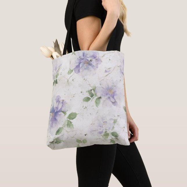 Tote Bag Jolies fleurs de lavande violette (De près)