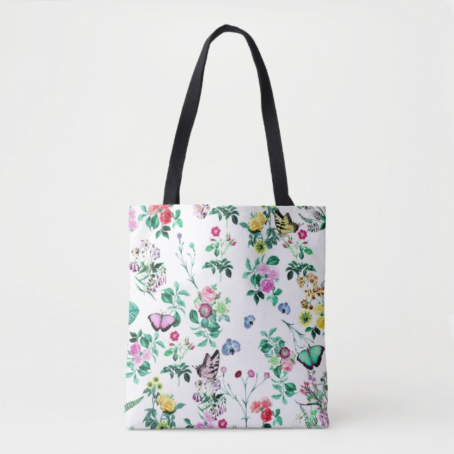 Tote Bag Jolies fleurs et papillons (Devant)