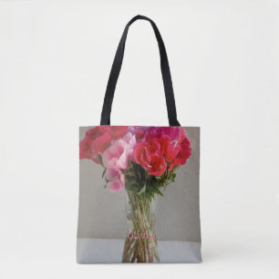 Tote Bag Jolies Fleurs Pour Février Photo+Nom Personnalisé