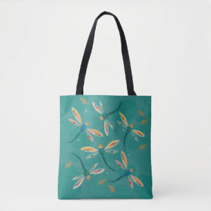 Tote Bag Jolies libellules de turquoise sur l'étang