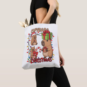 Tote Bag Jolies Lumières de Noël de Capybara Fête de Fête