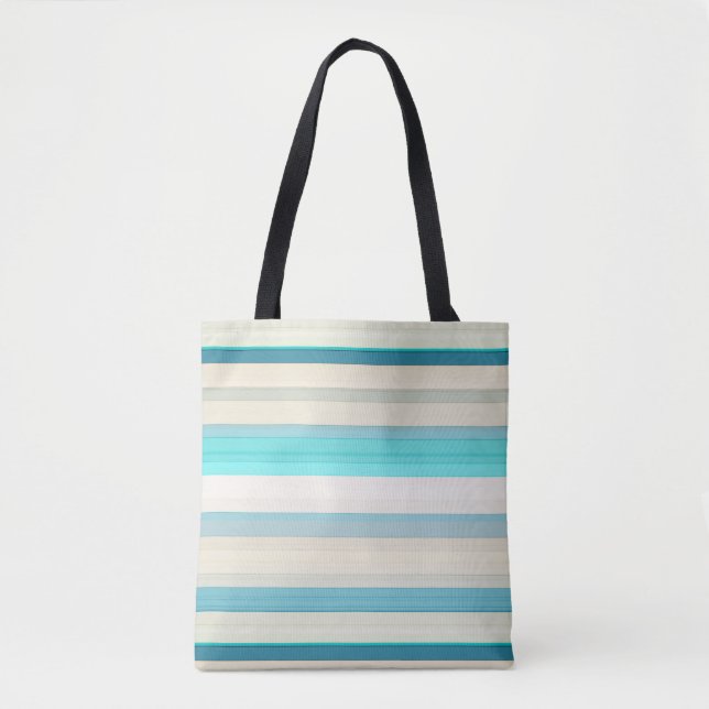 Tote Bag Jolies rayures aqua blanc (Devant)