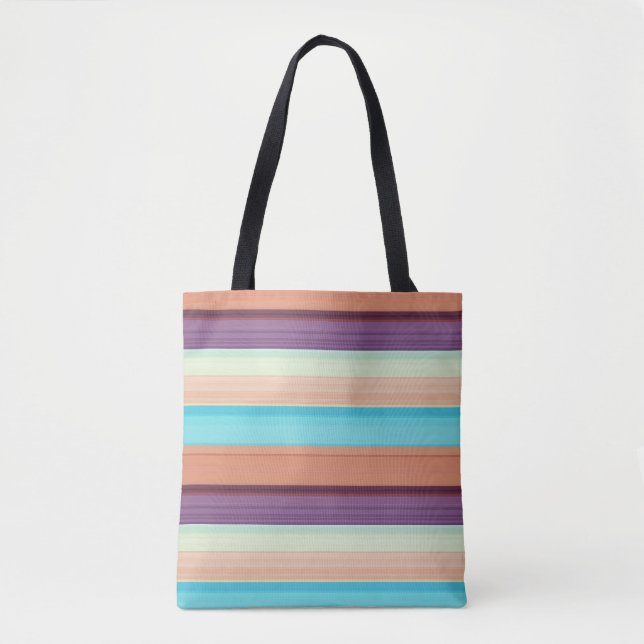 Tote Bag Jolies rayures bleues marron  (Devant)