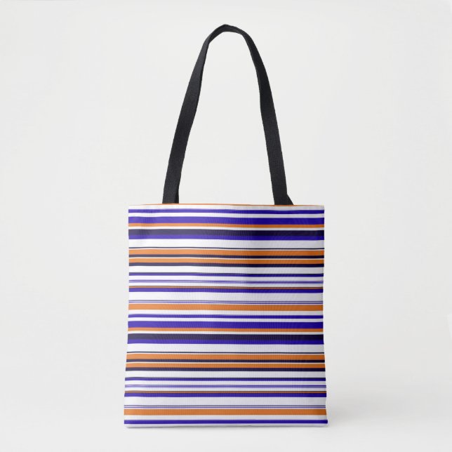 Tote Bag Jolies rayures bleues orange (Devant)