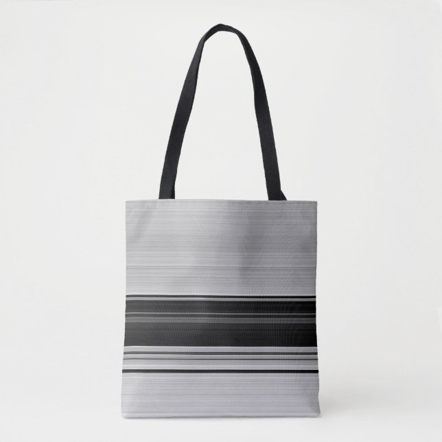 Tote Bag Jolies rayures noir gris (Devant)
