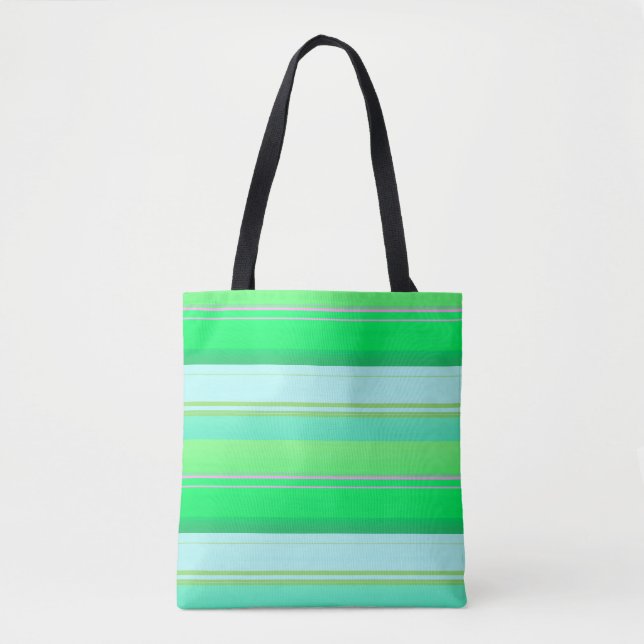 Tote Bag Jolies rayures vert aqua (Devant)