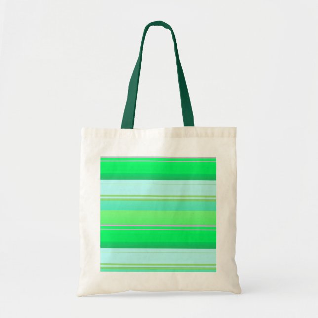 Tote Bag Jolies rayures vert aqua (Devant)