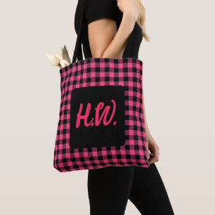 Tote Bag Jolies Valentines Pink Et Black Buffalo Plaid