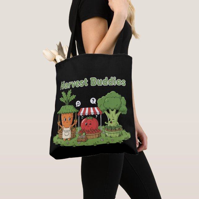 Tote Bag Jolis compagnons de récolte amis légumes d'agricul (De près)