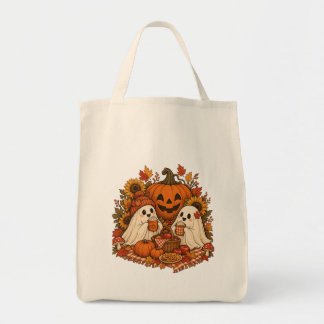 Tote Bag Jolis fantômes d'Halloween Citrouille Pique-nique