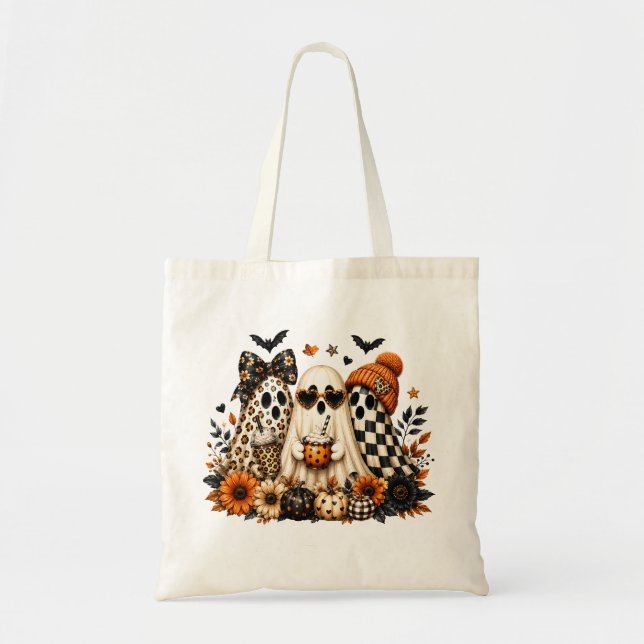 Tote Bag Jolis fantômes d'Halloween Toile d'automne (Devant)