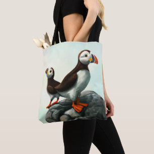 Tote Bag Jolis Macareux Atlantiques Oiseaux de Mer sur les