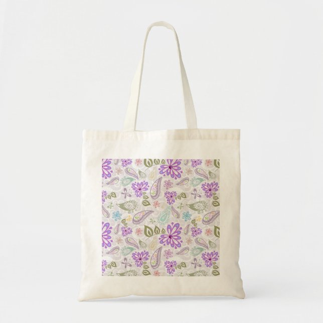 Tote Bag Jolis motifs paisley pastel (Devant)