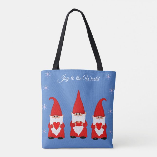 Tote Bag Jolis nains de Noël sur fond bleu (Dos)