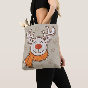 Tote Bag Jolis rennes de Noël Joyeux Noël Hiver