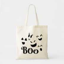 Jolis visages de fantômes BOO en noir et blanc pou