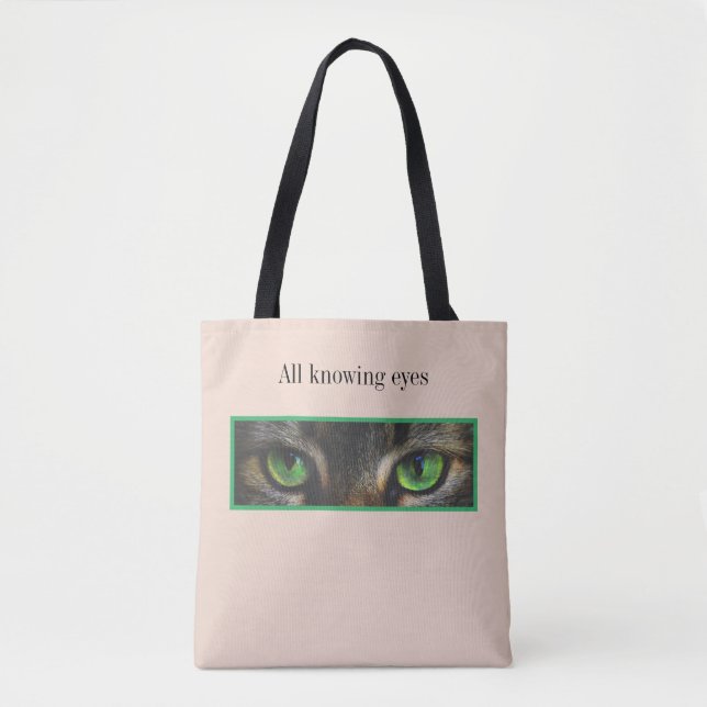 Tote Bag Jolis yeux de chat sur fond beige (Devant)