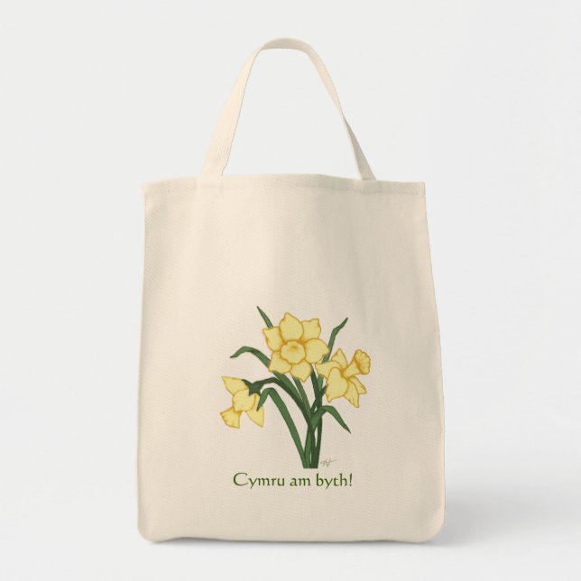 Tote Bag Jonquille Fourre-tout - "byth de Cymru AM ! " (Devant)