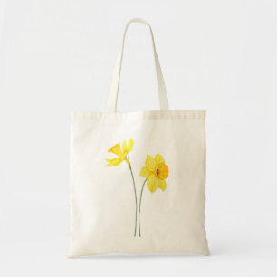 Tote Bag jonquilles jaunes aquarelle peinture