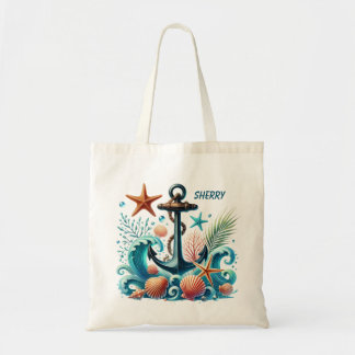 Tote Bag Jote beach ships ancre ajouter nom