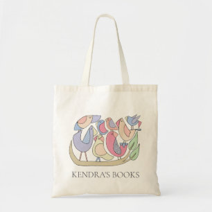 Tote Bag Jote Bird Branch Nom personnalisé Bibliothèque Liv