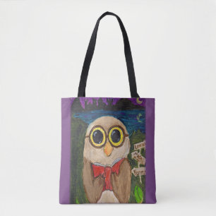 Tote Bag Jote lecteur d'Imaginaire Owl Folk Art