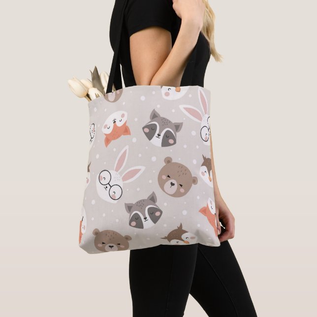 Tote Bag Jote Motif d'animaux de bois (De près)