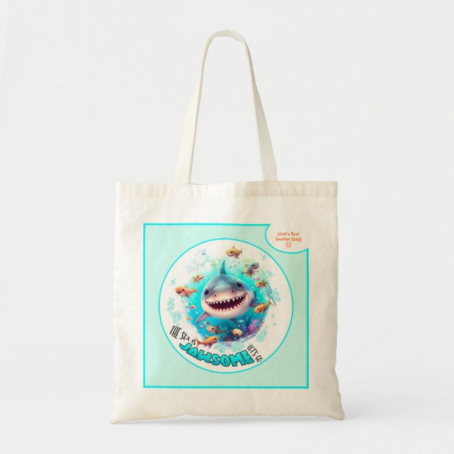 Tote Bag Jote Shark Vacances d'été Garçon personnalisé (Devant)