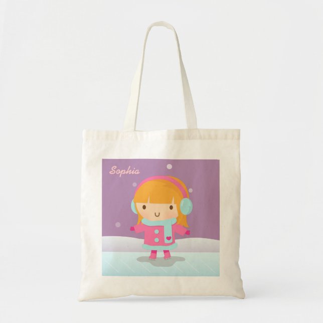 Tote Bag Jote Winter Ice Skater Girl Personnalisée Fourre-t (Devant)