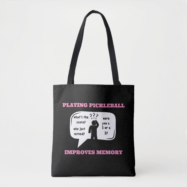 Tote Bag Jouer au Pickleball améliore la mémoire drôle (Devant)