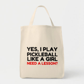Tote Bag Jouer Au Pickleball Comme Une Fille Besoin De Leço