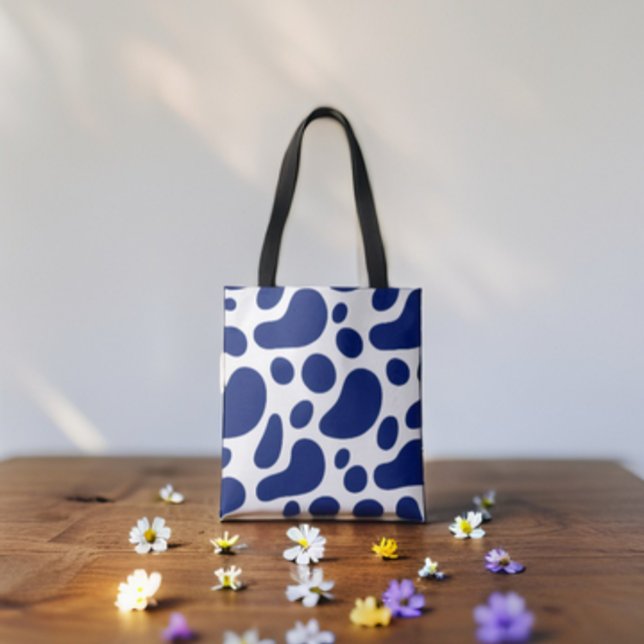 Tote Bag Jouer Blobs Abstraits bleus sur Motif blanc (Créateur téléchargé)